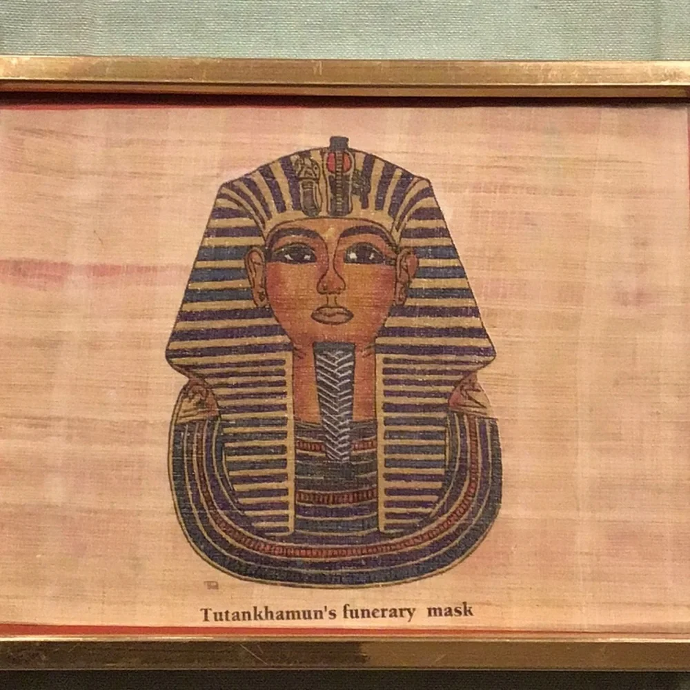 Vintage Egyptian Papyrus Painting Framed